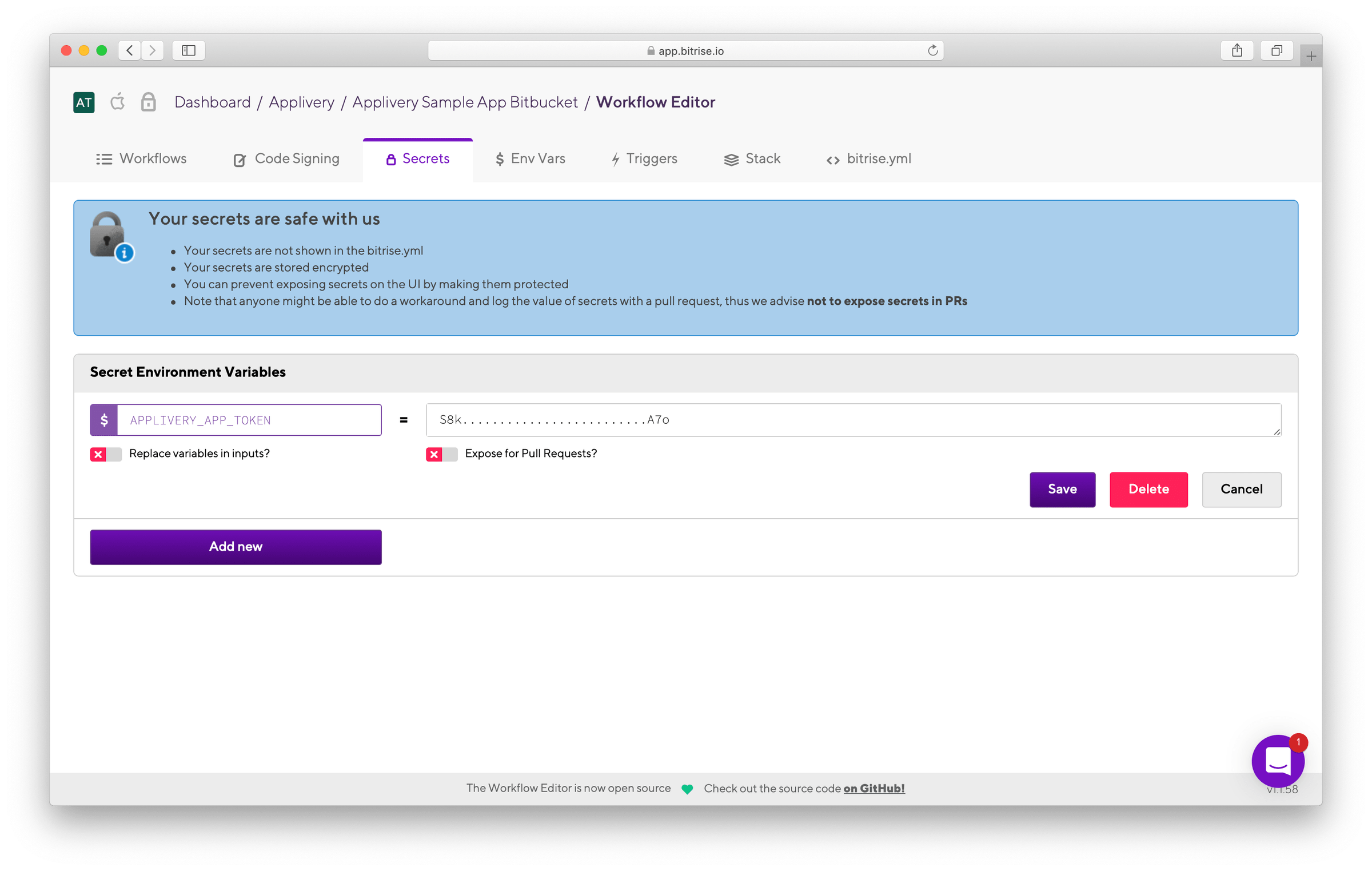 Configuring Applivery App Token